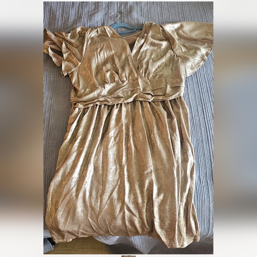 SHEIN Curve Shimmering Bronze Dress 4x